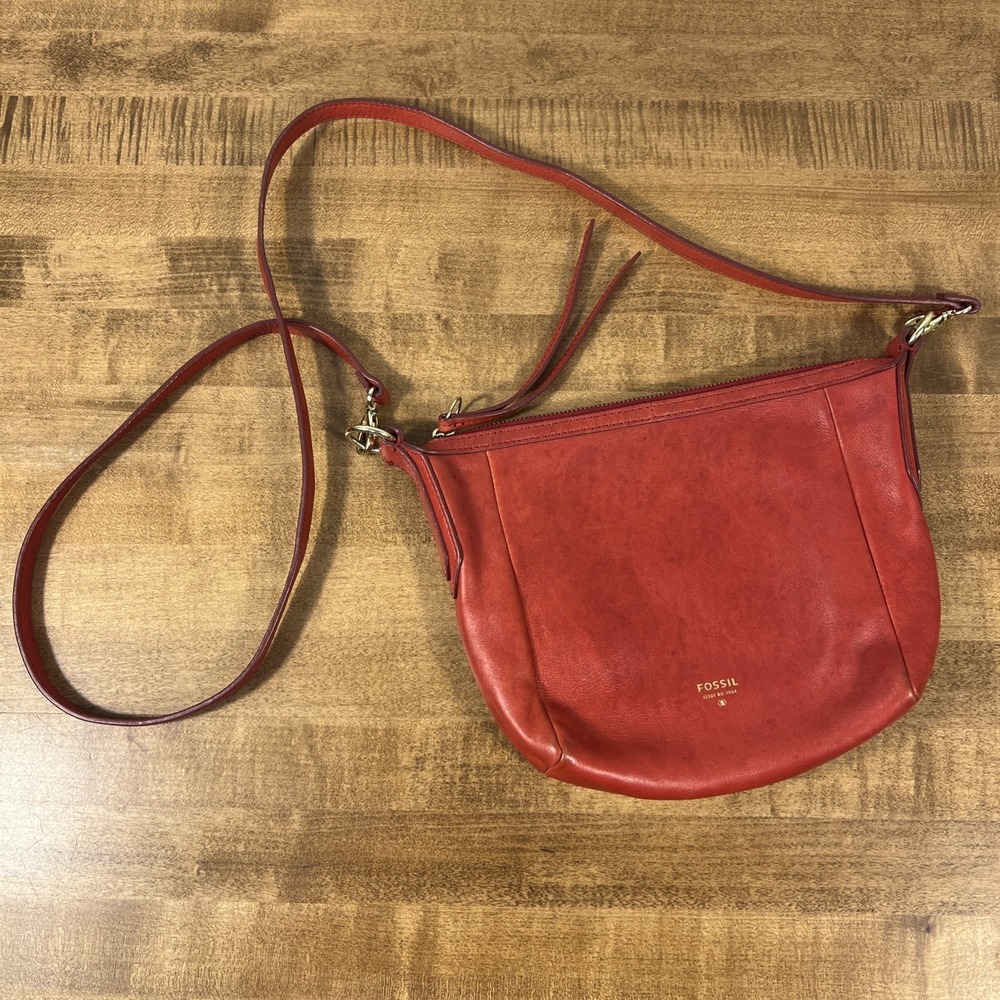 Fossil Red Leather Crossbody Bag Purse